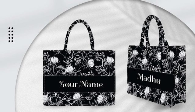 Customized Tote Bag Designed with Elegant Small Multicolor Flowers and Leaves